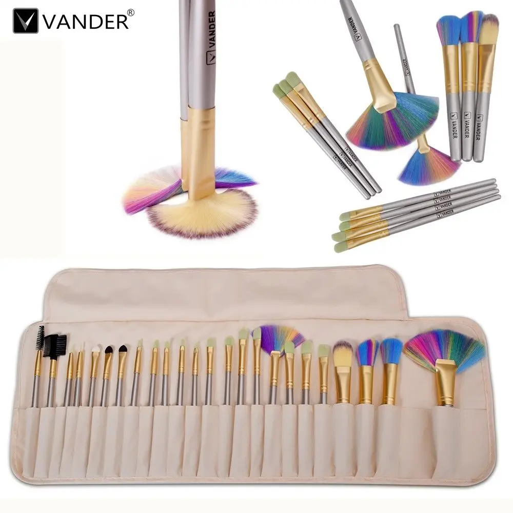 Фото Vanderlife 24Pcs Color Hair Makeup Brushes Set Beauty Cosmetics EyeShadow Lip Powder Pincel Make Up Maquiagem Tools + Pouch Bag | Красота и