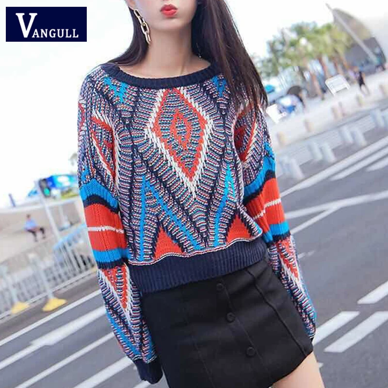 Vangull Argyle Colorful Women Knitted Sweater Autumn Winter Fashion Long Sleeve O-neck Pullovers Casual Loose Short Sweaters
Vangull Argyle Colorful Women Knitted Sweater Autumn Winter Fashion Long Sleeve O-neck Pullovers Casual Loose Short Sweaters