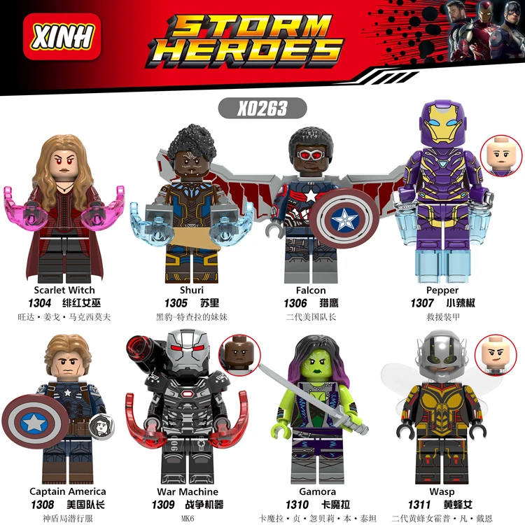 Marvel Avengers Endgame Iron Man Shuri Scarlet Witch Wasp Pepper Captain America Figures Toys Compatible With Lego X0263
Marvel Avengers Endgame Iron Man Shuri Scarlet Witch Wasp Pepper Captain America Figures Toys Compatible With Lego X0263