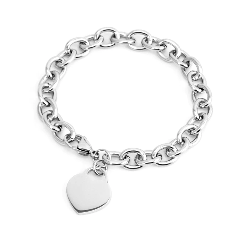 women bracelet JEWELRY 7.25" thick heart tag bracelet femme Stainless Steel bangle for couples Chain & Link Bracelets
women bracelet JEWELRY 7.25" thick heart tag bracelet femme Stainless Steel bangle for couples Chain & Link Bracelets