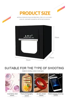 CY 70*70*70cm LED Photo Studio Softbox Shooting Light Tent Soft Box + Portable Bag + AC Adapter for Jewelry Toys Shoting
CY 70*70*70cm LED Photo Studio Softbox Shooting Light Tent Soft Box + Portable Bag + AC Adapter for Jewelry Toys Shoting