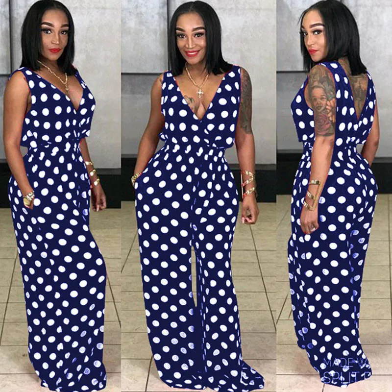New Polka Dot Loose Wide Leg Jumpsuit Summer Overalls Women Deep-V Neck Sleevelss Casual Rompers Sexy Backless Elegant Jumpsuits
New Polka Dot Loose Wide Leg Jumpsuit Summer Overalls Women Deep-V Neck Sleevelss Casual Rompers Sexy Backless Elegant Jumpsuits