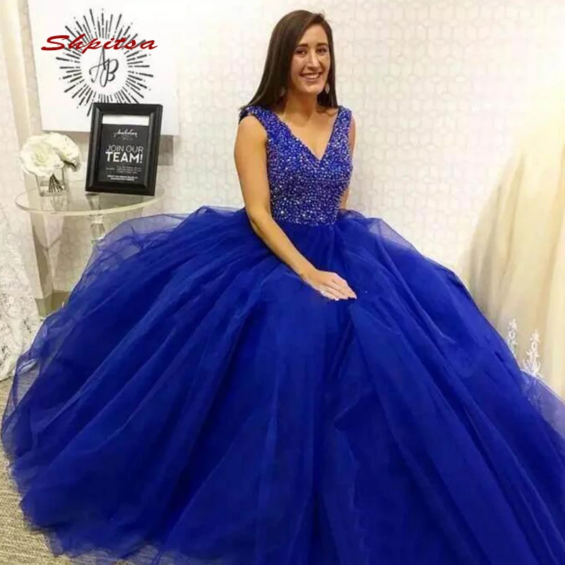 Royal Blue Quinceanera Dresses Ball Gown Luxury Tulle Prom Debutante Sixteen Sweet 16 Dress vestidos de 15 anos | Свадьбы и
