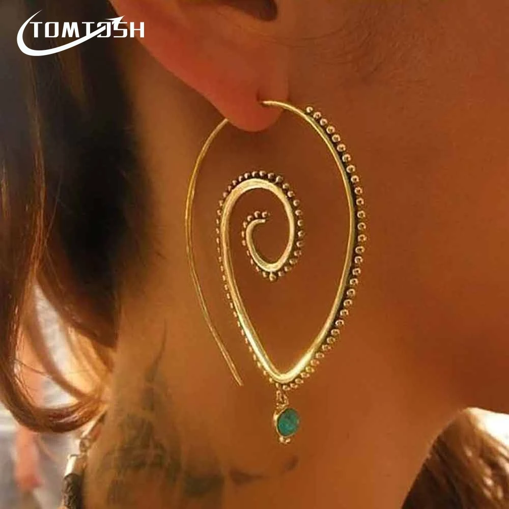 FAMSHIN Fashion Bohemia Personality Round Spiral Earrings Exaggerated Gold Silver Whirlpool Gear Earrings for Women Jewelry
FAMSHIN Fashion Bohemia Personality Round Spiral Earrings Exaggerated Gold Silver Whirlpool Gear Earrings for Women Jewelry