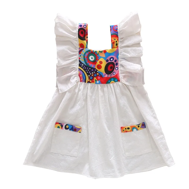 Летнее Повседневное платье с принтом для маленьких девочек хлопковый сарафан