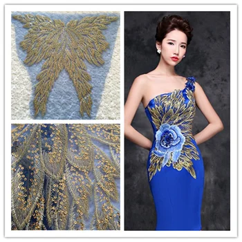 Gold thread sequin paillette lace gauze embroidery feather fabric large patch Sew on Applique Patches
Gold thread sequin paillette lace gauze embroidery feather fabric large patch Sew on Applique Patches