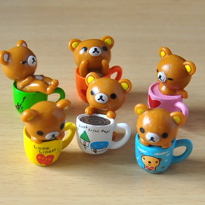 6pcs/lot 3cm Rilakkuma Bear San-X with Colorful Cups PVC Oraments Toys Mini Rilakkuma Bear Action Figures Toys
6pcs/lot 3cm Rilakkuma Bear San-X with Colorful Cups PVC Oraments Toys Mini Rilakkuma Bear Action Figures Toys
