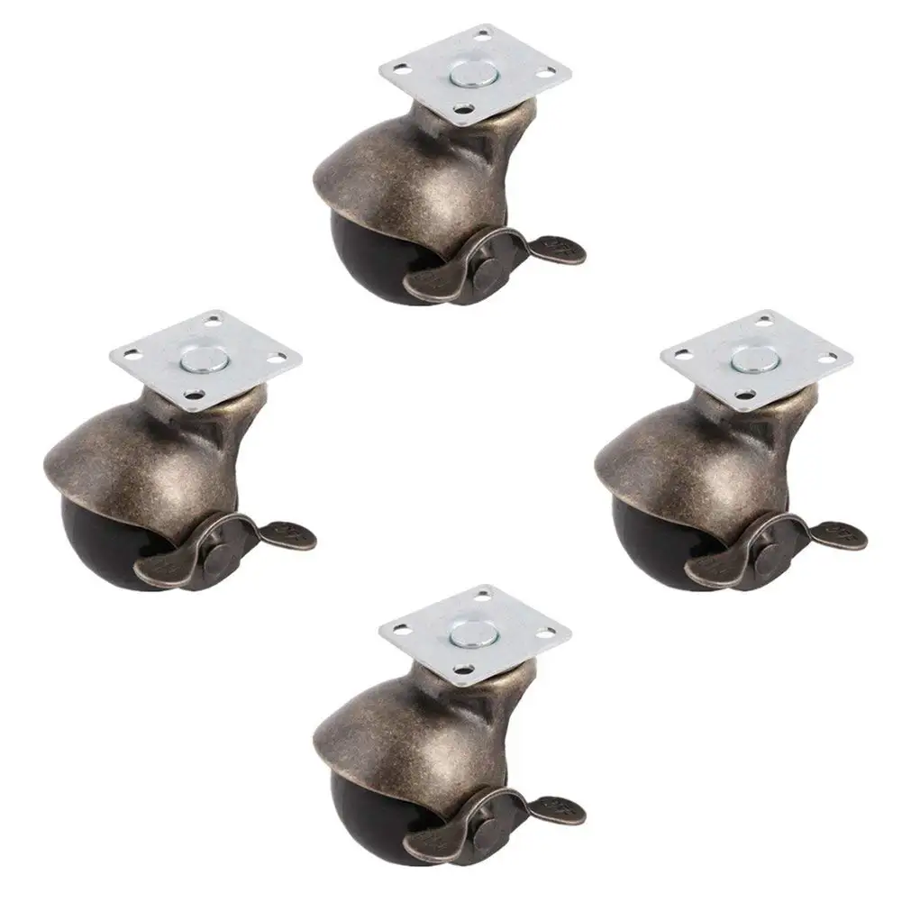 4 Pack Mute Swivel Top Plate Hooded Ball Caster Wheels Antique Bronze 1.5-inch with Brake Universal Furniture Casters
4 Pack Mute Swivel Top Plate Hooded Ball Caster Wheels Antique Bronze 1.5-inch with Brake Universal Furniture Casters