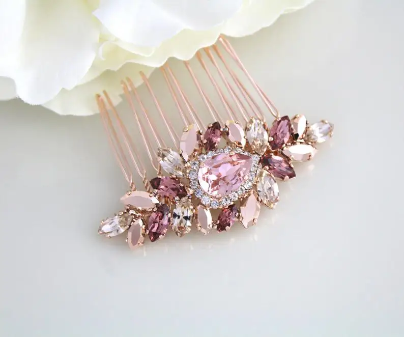 Rose gold hair comb, Wedding hair accessories, Bridal hair comb, Wedding headpiece, hair comb, Blush crystal comb, Hair piece
Rose gold hair comb, Wedding hair accessories, Bridal hair comb, Wedding headpiece, hair comb, Blush crystal comb, Hair piece