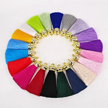 Hot 6.5CM Silk Satin Tassel Charm For Making Necklace Earring Key Chain Gold Caps Tassels Jewelry 17 Colors Are Available K359
Hot 6.5CM Silk Satin Tassel Charm For Making Necklace Earring Key Chain Gold Caps Tassels Jewelry 17 Colors Are Available K359