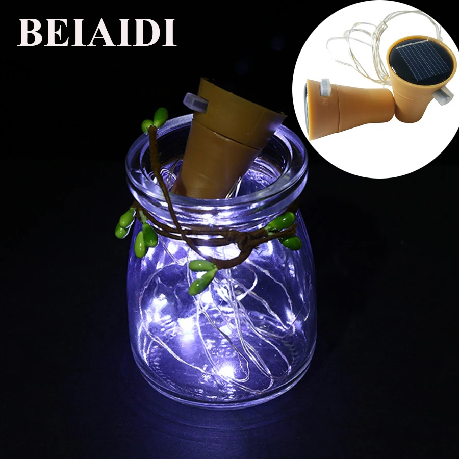 BEIAIDI 10 светодиодный т. светодиодная пробка на солнечной батарее гирлянда для