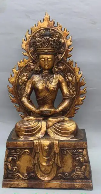 S5118 27" Chinese Tibet Buddhism Bronze Amitayus Buddha Kwan-yin With Aureole statue
S5118 27" Chinese Tibet Buddhism Bronze Amitayus Buddha Kwan-yin With Aureole statue