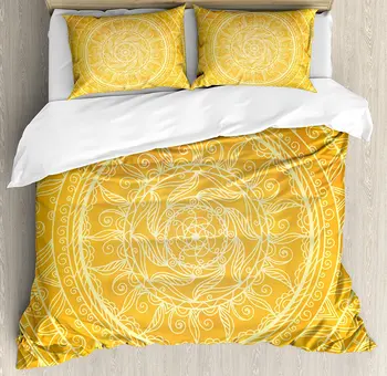 Yellow Mandala Duvet Cover Set Vintage Lace Style Authentic Circles Sun Inspired Cosmic Blossom Moroccan Bedding Set
Yellow Mandala Duvet Cover Set Vintage Lace Style Authentic Circles Sun Inspired Cosmic Blossom Moroccan Bedding Set