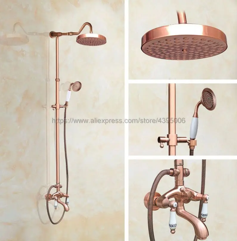 Antique Red Copper Shower Faucets Bathroom Shower Mixer Taps Wall Mount Tub Shower Faucet with Handshower Brg636
Antique Red Copper Shower Faucets Bathroom Shower Mixer Taps Wall Mount Tub Shower Faucet with Handshower Brg636