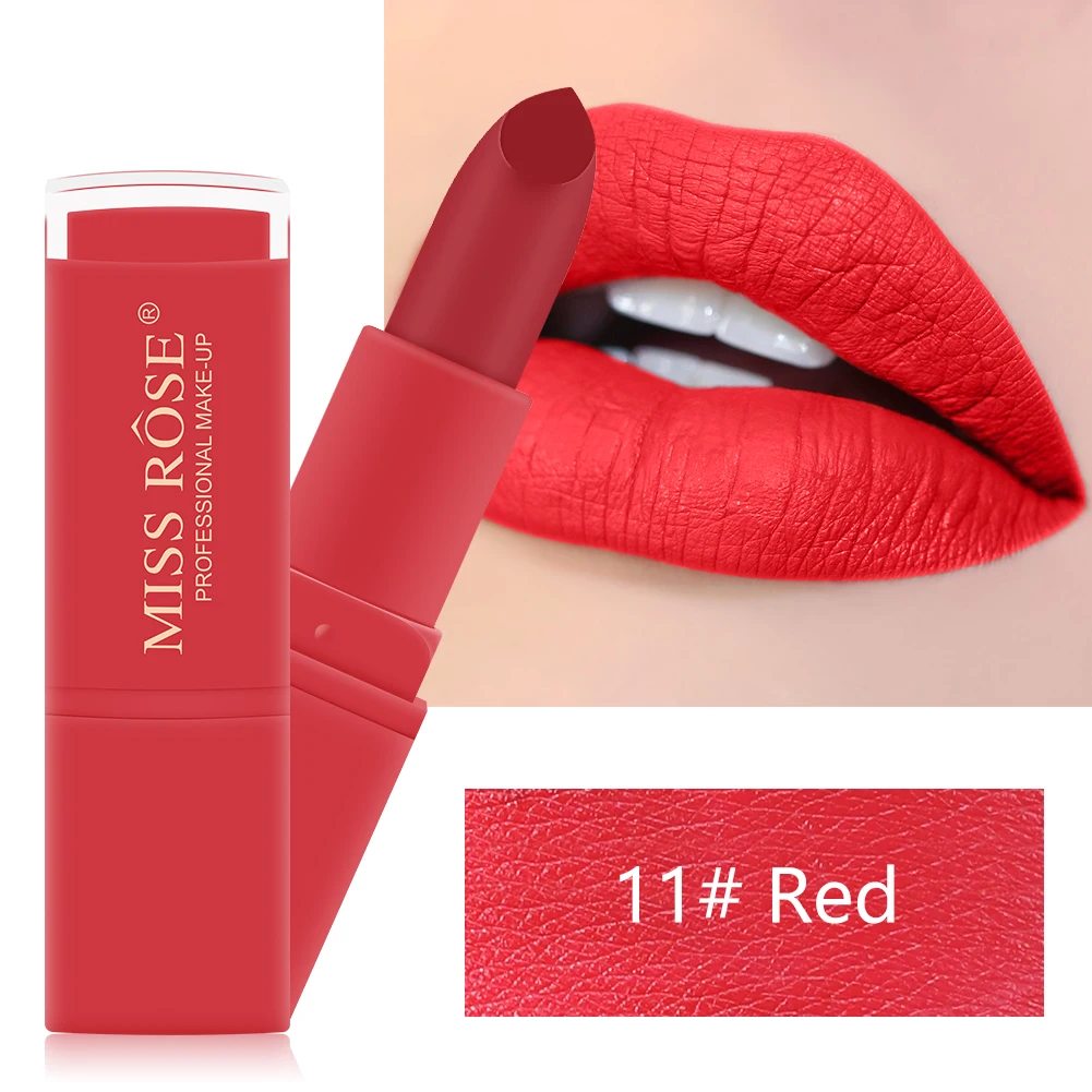 MISS ROSE 12 Colors Matte Pink Natural Makeup Long Lasting Lipstick Waterproof Lips Make up Cosmetic Not Fade Lip Balm TSLM2