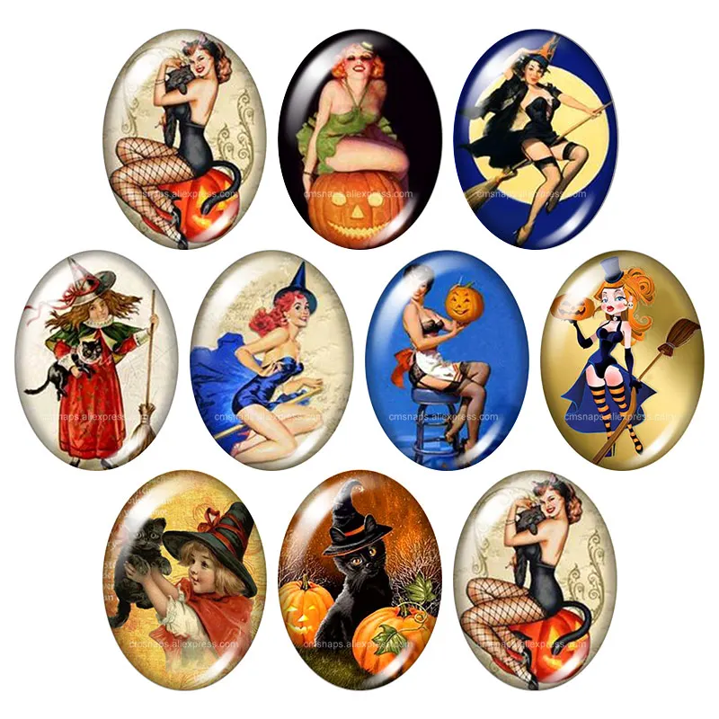 Happy Halloween Witch pumpkin cat 13x18mm/18x25mm/30x40mm mixed Oval photo glass cabochon demo flat back Jewelry findings TB0044
Happy Halloween Witch pumpkin cat 13x18mm/18x25mm/30x40mm mixed Oval photo glass cabochon demo flat back Jewelry findings TB0044