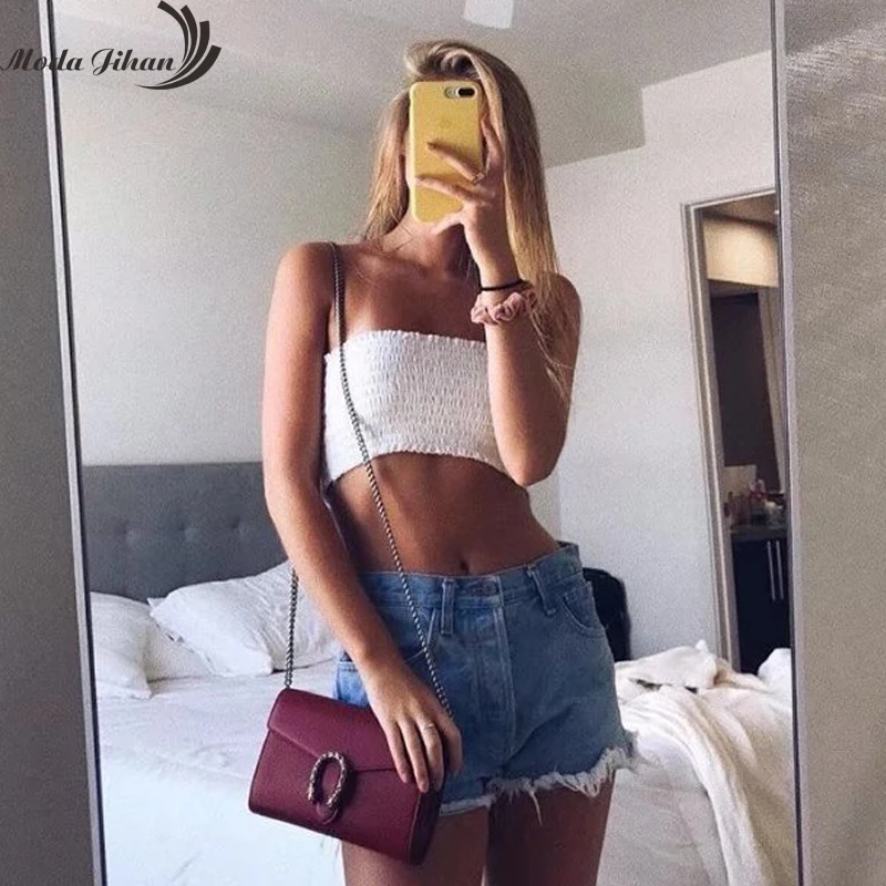 Moda Jihan хлопковый женский облегающий топ без бретелей укороченный бюстгальтер