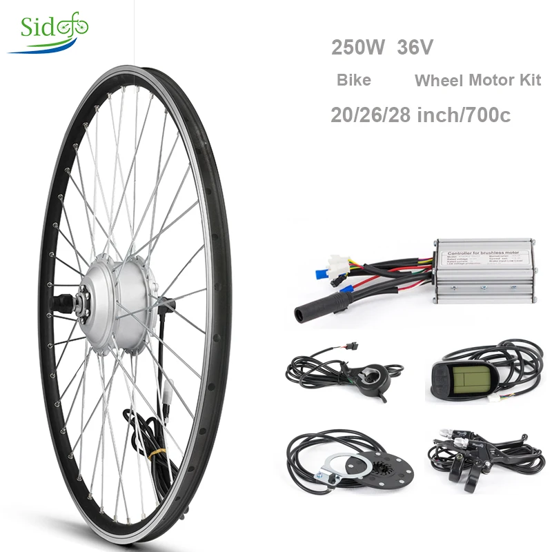 

Bicicleta electrica ebike Conversion kit GP-G24F 36V 250W DCGear Brushless Silver hub Motor 20-28" ebike front wheel motor kit