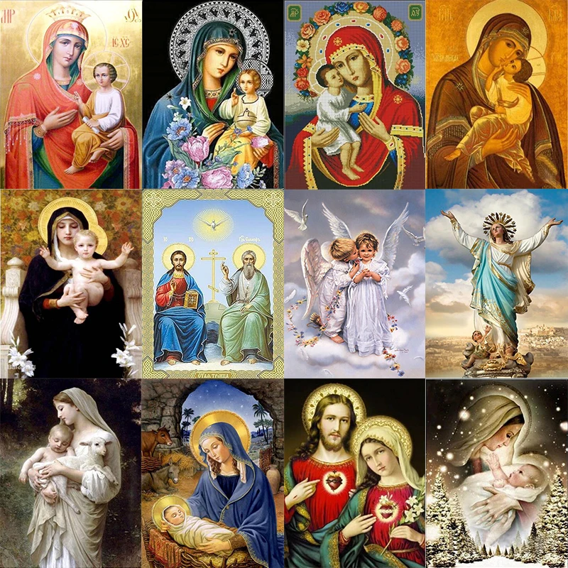 

Fezrgea Diamond Painting Religion Idol Classic Leaders Style 5d Diy Cross Stitch Religious Men Full Square Rhinestone Home Decor