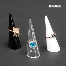 Acrílico plástico maniquí dedo cónico anillo expositor asiento estereoscópico joyería diamante exhibición accesorios proyectos estante de exhibición(China)