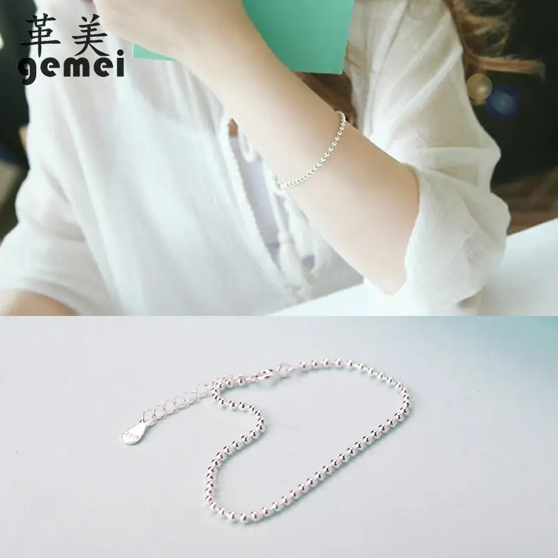 Gemei 100% 925 Sterling Silver Round Beads Charm Bracelets For Women Simple Fashion Party Jewelry
Gemei 100% 925 Sterling Silver Round Beads Charm Bracelets For Women Simple Fashion Party Jewelry