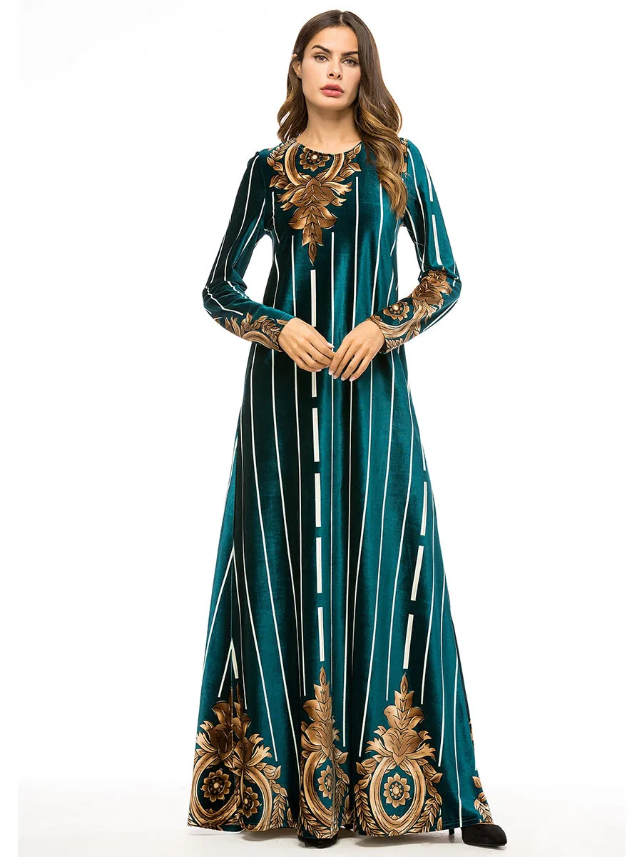 Elegant Women Velvet Maxi Dress Print Floral Geometric Long Robe Gowns Vintage Muslim Kimono Winter Ramadan Islamic Clothing
Elegant Women Velvet Maxi Dress Print Floral Geometric Long Robe Gowns Vintage Muslim Kimono Winter Ramadan Islamic Clothing