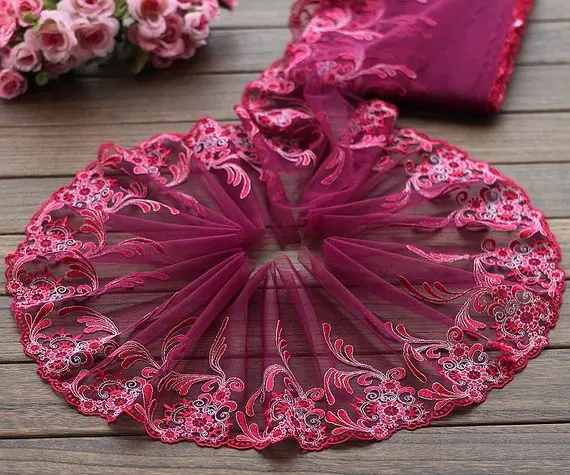 2 Yards Embroidered Lace Trim Mauve Tulle Lace Trim Floral Embroidered Lace 7.48 Inches Wide
2 Yards Embroidered Lace Trim Mauve Tulle Lace Trim Floral Embroidered Lace 7.48 Inches Wide
