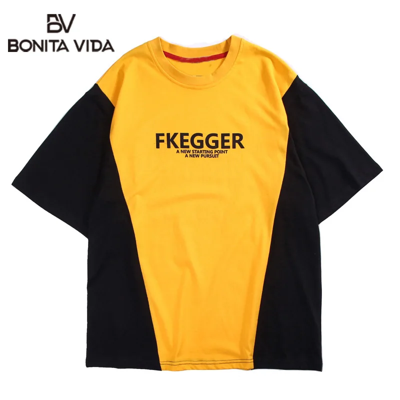 Bonita Vida Patchwork Hip Hop Streetwear T Shirts Men Women 2019 Summer Harajuku Short Sleeve Letters Tee Shirts Men Clothing
Bonita Vida Patchwork Hip Hop Streetwear T Shirts Men Women 2019 Summer Harajuku Short Sleeve Letters Tee Shirts Men Clothing