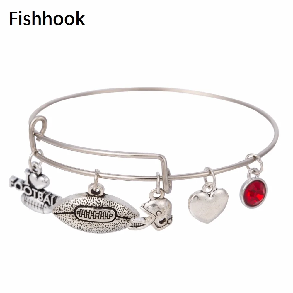 Fishhook I love Football Charm Bracelet Bangle Zinc Alloy Helmet Charms Stainless Steel Wire Bangle Crystal Sports Jewelry Gifts
Fishhook I love Football Charm Bracelet Bangle Zinc Alloy Helmet Charms Stainless Steel Wire Bangle Crystal Sports Jewelry Gifts