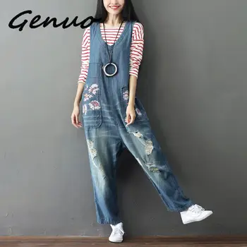 Genuo NEW Denim Sleeveless Jumpsuits 2019 New Flower Printed Loose Jeans Overalls Ripped Hole blue Rompers Baggy Trousers Female
Genuo NEW Denim Sleeveless Jumpsuits 2019 New Flower Printed Loose Jeans Overalls Ripped Hole blue Rompers Baggy Trousers Female