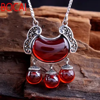 925 sterling silver jewelry silver chain Retro Red Garnet opal Pendant Necklace lady lock
925 sterling silver jewelry silver chain Retro Red Garnet opal Pendant Necklace lady lock