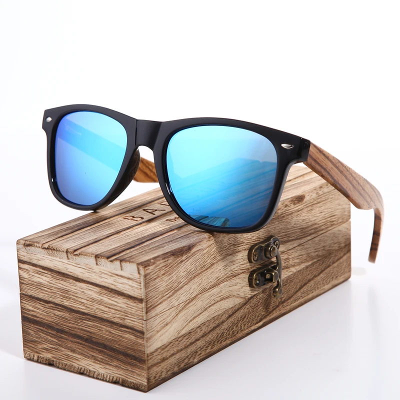 BARCUR Sunglasses Polarized Zebra Wood Glasses Hand Made Vintage BC8720