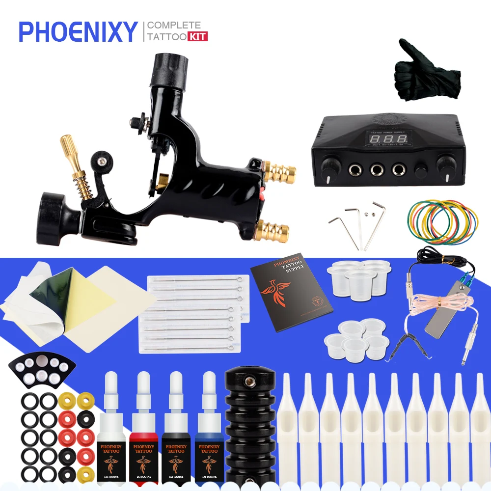 Tattoo Machine Kit 1 Rotary Machine Gun Supply Power 4 Colors Inks Pigment Needles Tattoo Accessories For Completed Tattoo Set
Tattoo Machine Kit 1 Rotary Machine Gun Supply Power 4 Colors Inks Pigment Needles Tattoo Accessories For Completed Tattoo Set