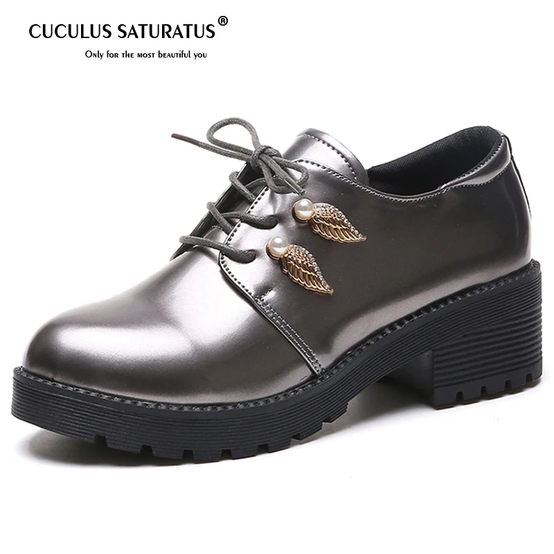 Cuculus Platform Women Oxfords Casual Silver Shoes Woman Fashion Lace-Up Square Heels Rubber Women Brogue Shoes 1023
Cuculus Platform Women Oxfords Casual Silver Shoes Woman Fashion Lace-Up Square Heels Rubber Women Brogue Shoes 1023