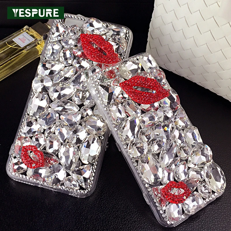 YESPURE Bling Glitter Phone Insurance for Iphone 6plus Sexy Lips Diamond Handphone Protector Fancy Girl Mobile Accessories | Мобильные