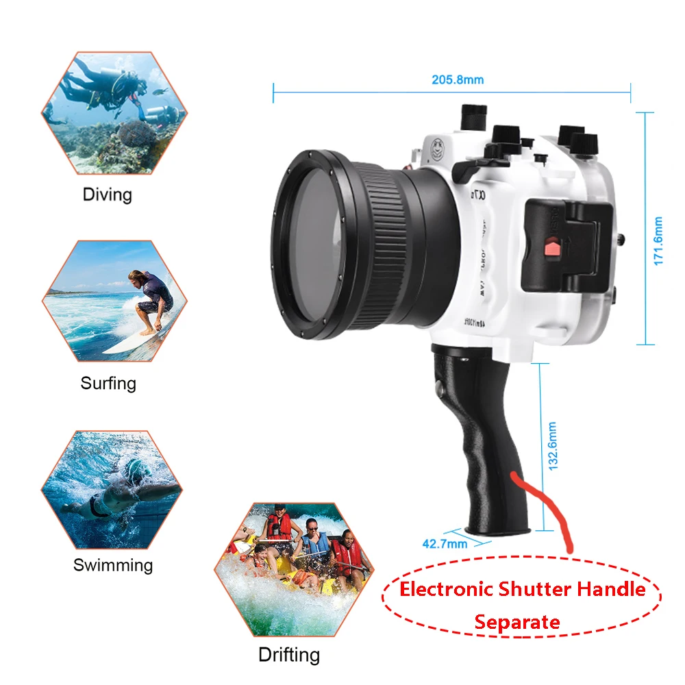 

Seafrogs A7 II Pro 40m/130ft Underwater Waterproof Housing Case For Sony A7 II A7R II A7S II Support 28-70mm lens w/ Handle