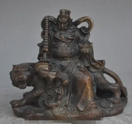S01371 6" chinese buddhism bronze Jambhala hold yuanbao ride tiger wealth god statue B0403
S01371 6" chinese buddhism bronze Jambhala hold yuanbao ride tiger wealth god statue B0403