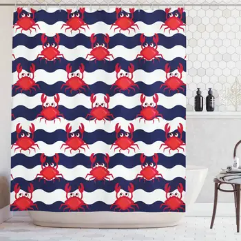 Nautical Maritime Theme Cute Crabs on Striped Background Illustration Print Fabric Bathroom Decor Set Red Blue
Nautical Maritime Theme Cute Crabs on Striped Background Illustration Print Fabric Bathroom Decor Set Red Blue