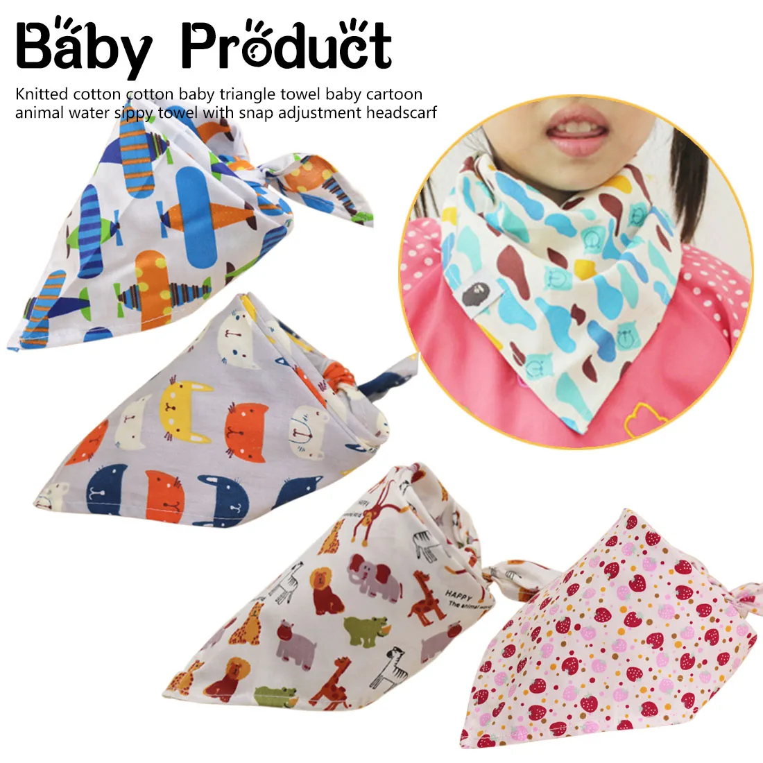 Baby Bibs Waterproof Triangle Cotton Cartoon Child Bibs Dribble Snap adjustment baby animal water sippy Knitted towel
Baby Bibs Waterproof Triangle Cotton Cartoon Child Bibs Dribble Snap adjustment baby animal water sippy Knitted towel