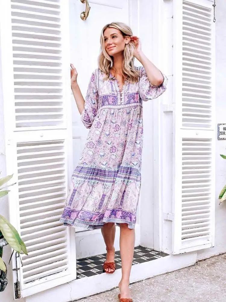 BOHO INSPIRED purple summer Dresses V-Neck tied Hippie chic women Dress long sleeve Casual boho Dress gypsy style Vestidos 2019
BOHO INSPIRED purple summer Dresses V-Neck tied Hippie chic women Dress long sleeve Casual boho Dress gypsy style Vestidos 2019