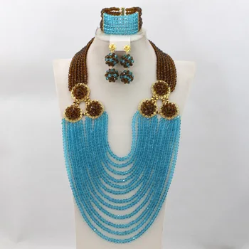 Brown/Sky Blue African Costume Nigerian Wedding African Crystal Beads Jewelry Sets 2015 New Fashion Free Shipping AIJ041
Brown/Sky Blue African Costume Nigerian Wedding African Crystal Beads Jewelry Sets 2015 New Fashion Free Shipping AIJ041