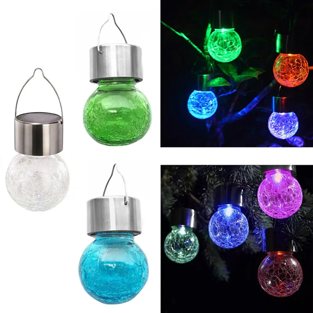 Hanging Solar Lights Color Change Crack Ball Lanterns LED Outdoor Waterproof Garden Light 1Pack | Лампы и освещение