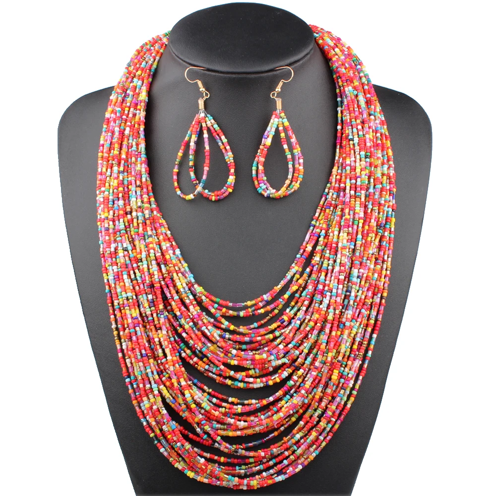Claire Jin Bohemian Small Beads Multi Layer Necklace and Earrings Ethnic Jewelry Set for Women Handmade Vintage Bohemian Fashion
Claire Jin Bohemian Small Beads Multi Layer Necklace and Earrings Ethnic Jewelry Set for Women Handmade Vintage Bohemian Fashion