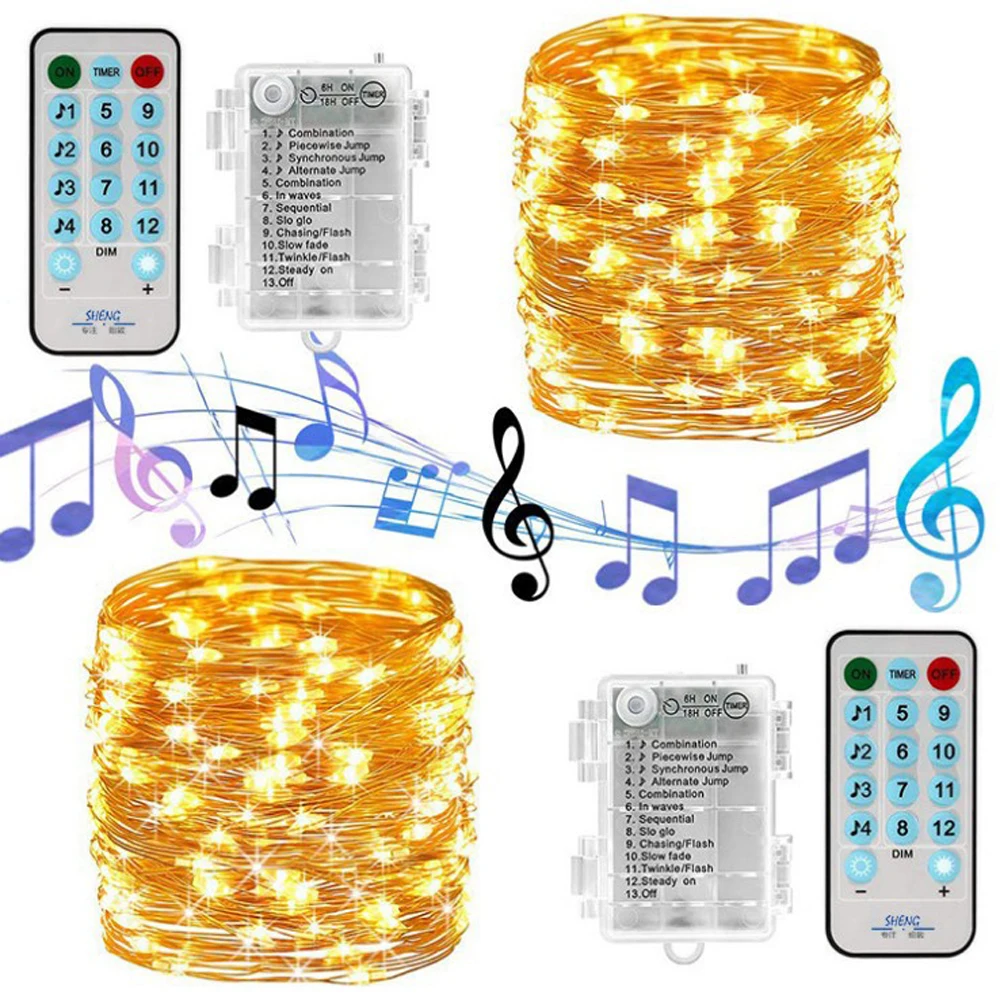 100 LED Voice Remote Control Lighting String Battery Silver Wire Wedding Fairy LED String Light Christmas Bedroom Decor 12 Modes
100 LED Voice Remote Control Lighting String Battery Silver Wire Wedding Fairy LED String Light Christmas Bedroom Decor 12 Modes