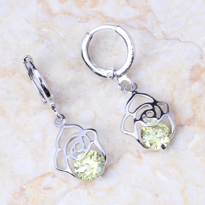 Womens Wedding Jewelry Yellow Crystal With Zircon Flower Earrings Silver Colour Drop Earrings E294
Womens Wedding Jewelry Yellow Crystal With Zircon Flower Earrings Silver Colour Drop Earrings E294