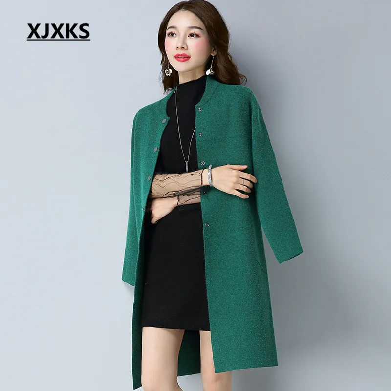 XJXKS Soft Cashmere Sweater Women Coat Single Breasted Cardigans Loose Autumn And Winter Straight Style Sweaters Coats 1515
XJXKS Soft Cashmere Sweater Women Coat Single Breasted Cardigans Loose Autumn And Winter Straight Style Sweaters Coats 1515