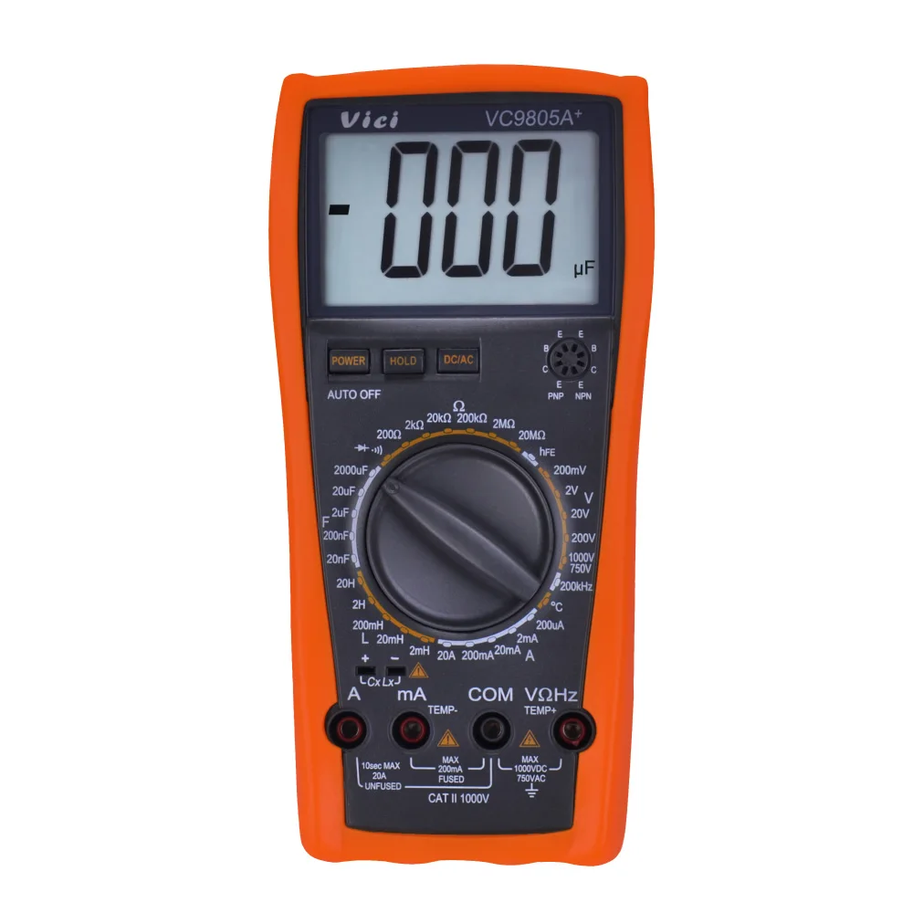 

VC9805A+ Digital Multimeter DMM LCR Meter Temperature Inductance Capacitance Frequency & hFE Test full protection measure