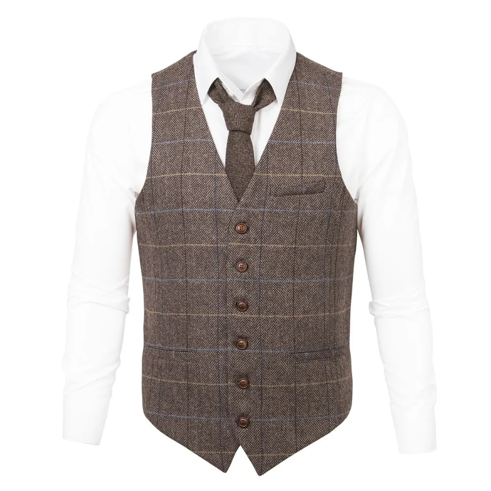 VOBOOM Wool Tweed Waistcoat Herringbone Mens Plaid Suit Vest Casual Fit Male Business Wedding Classic Masculino Blazer 007
VOBOOM Wool Tweed Waistcoat Herringbone Mens Plaid Suit Vest Casual Fit Male Business Wedding Classic Masculino Blazer 007