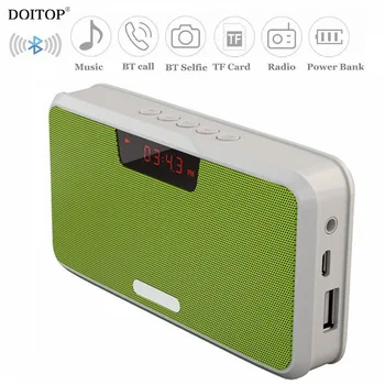 DOITOP Mini Portable Wireless Bluetooth Stereo Speaker Hifi Loud Music MP3 Player Sound with Power Bank FM Radio TF card BT Call