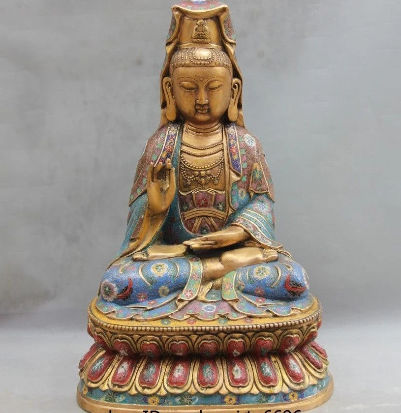 22 Tibet Bronze Cloisonne Enamel Fane Kwan-yin Bodhisattva Guanyin Buddha Statue
22 Tibet Bronze Cloisonne Enamel Fane Kwan-yin Bodhisattva Guanyin Buddha Statue